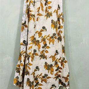ANOKHI INDIE Chic A-Line Skirt with natural dyes Leaf Print